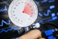 High blood pressure on the tonometer Royalty Free Stock Photo