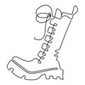 High boots with lacing. Continuous line drawing. Vector illustration Royalty Free Stock Photo