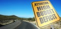 High budget deficit road sign Royalty Free Stock Photo