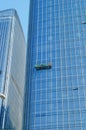 High building glass curtain wall cleaning Royalty Free Stock Photo