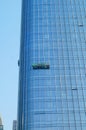 High building glass curtain wall cleaning Royalty Free Stock Photo