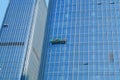 High building glass curtain wall cleaning Royalty Free Stock Photo