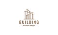 High building lines construction architect logo vector icon illustration design