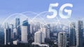 High buildings with 5G network wireless systems Royalty Free Stock Photo