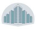 High buildings, residential house, tenement houses, apartment blocks, condominiums, in line style. vector illustration