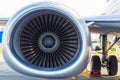 High-bypass turbofan aircraft engine, installed on modern passenger jet aircraft Royalty Free Stock Photo
