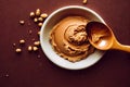 High-calorie protein peanut butter in bowl with spoon