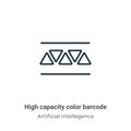 High capacity color barcode outline vector icon. Thin line black high capacity color barcode icon, flat vector simple element