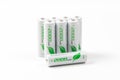High Capacity NiMH AA Rechargeable Batteries on White Background Royalty Free Stock Photo