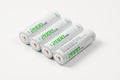 High Capacity NiMH AA Rechargeable Batteries on White Background Royalty Free Stock Photo