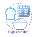 High carb diet, vegetarian nutrition concept icon. Vegan lifestyle idea thin line illustration. Healthy food, weight