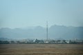 High cell tower in a mountainous Egyptian city Royalty Free Stock Photo