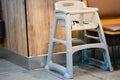 high chair seat for sit eating position for kids in fast food.use baby chair seat for safe cute child in cafe breakfast.high chair