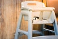 high chair seat for sit eating position for kids in fast food.use baby chair seat for safe cute child in cafe breakfast.high chair