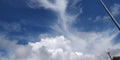 Fibrous Cirrus Clouds hover above Billowing Cumulus