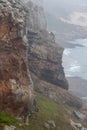 High cliffs above a rocky beach