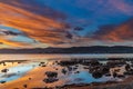 High cloud sunset waterscape in monochrome Royalty Free Stock Photo