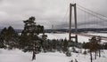 High Coast Bridge Hogakustenbron in winter in Sweden