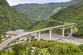 The high concrete bridge crossed over river