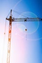 High construction crane building construction site in nature Royalty Free Stock Photo