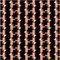 High-Contrast Black Background Pattern with Peach and White Geometric Arrows in Bold Repeating Abstract Design. Digital printable Royalty Free Stock Photo