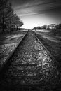 High Contrast Black and White Image of Railroad Tracks