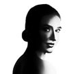 High contrast black and white portrait of young woman Royalty Free Stock Photo