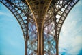 High contrast contours of the metal arcs of the Eifel tower.
