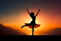 High Contrast Fitness: Woman Doing Yoga at Sunrise Royalty Free Stock Photo