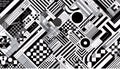 A graphic black and white Memphis-inspired seamless pattern, Ai generated image Royalty Free Stock Photo