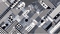 A graphic black and white Memphis-inspired seamless pattern, Ai generated image Royalty Free Stock Photo