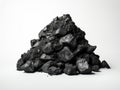 Contrasting Visions: Monochromatic Elegance of Black Coal Piles on White Background