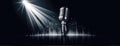 Vintage Microphone on Stage with Spotlight, Music Performance Concept Royalty Free Stock Photo
