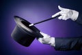 High contrast image of magician hand with magic wand Royalty Free Stock Photo