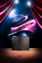 High contrast image of magician hat on a stage Royalty Free Stock Photo