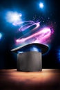 High contrast image of magician hat on a stage Royalty Free Stock Photo