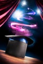 High contrast image of magician hat on a stage Royalty Free Stock Photo