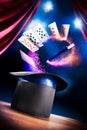 High contrast image of magician hat on a stage Royalty Free Stock Photo