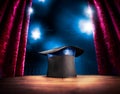 High contrast image of magician hat on a stage Royalty Free Stock Photo