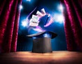 High contrast image of magician hat on a stage Royalty Free Stock Photo