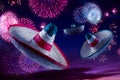 High contrast image of Mexican hats / sombreros in the sky with Royalty Free Stock Photo