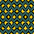 A high-contrast pattern of diamond shapes and stylized chevron stripes