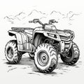 High-contrast Quad Atv Sketch: Detailed Character Illustrations