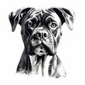 High Contrast Stencil Art: Alert And Gentle Boxer Illustration