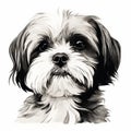 High Contrast Stencil Art Of Alert And Gentle Shih Tzu