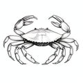 Clean And Sharp Ink Drawing Of A White Crab On A White Background