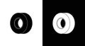 Black and White Tape Roll or Tire Icon Set Royalty Free Stock Photo