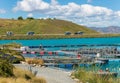 High Country Salmon farm on Wairepo Arm of Lake Ruataniwha near Twizel in Otago, New Zealand