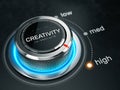 High Creativity level concept - Creativity level control button on high position