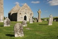 High Cross and temple. Clonmacnoise. Ireland Royalty Free Stock Photo